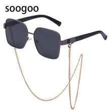 Load image into Gallery viewer, 2023 Square Sunglasses Ladies  Brand Chain Personality Big Frame Sun Glasses Men Retro Eyeglasses UV 400