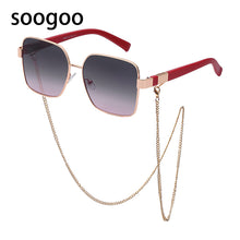 Load image into Gallery viewer, 2023 Square Sunglasses Ladies  Brand Chain Personality Big Frame Sun Glasses Men Retro Eyeglasses UV 400