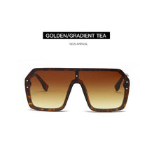 Carica l&#39;immagine nel visualizzatore di Gallery, 2023 Occhiali da sole Uomo Donna Grandi rettangoli Flat Top One Piece Nero Grigio F Stampato Occhiali da sole Oculos De Sol Feminino 