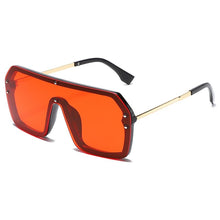 Carica l&#39;immagine nel visualizzatore di Gallery, 2023 Occhiali da sole Uomo Donna Grandi rettangoli Flat Top One Piece Nero Grigio F Stampato Occhiali da sole Oculos De Sol Feminino 