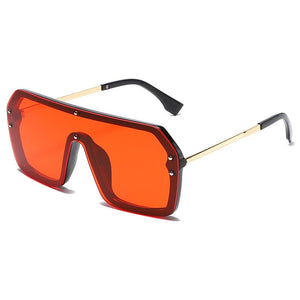 2023 Occhiali da sole Uomo Donna Grandi rettangoli Flat Top One Piece Nero Grigio F Stampato Occhiali da sole Oculos De Sol Feminino 