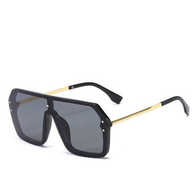 2023 Sunglasses Men Women Big Rectangles Flat Top One Piece Black Gray F Printed Sun Glasses Oculos De Sol Feminino