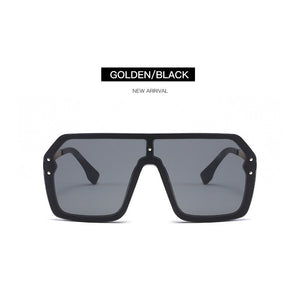 2023 Occhiali da sole Uomo Donna Grandi rettangoli Flat Top One Piece Nero Grigio F Stampato Occhiali da sole Oculos De Sol Feminino 