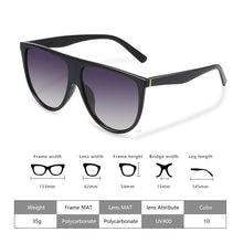 Load image into Gallery viewer, 2023 Sunglasses Women Vintage Retro Flat Top Oversized Sun Glasses Square Pilot  Designer Large Black Shades