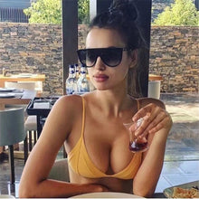 Load image into Gallery viewer, 2023 Sunglasses Women Vintage Retro Flat Top Oversized Sun Glasses Square Pilot  Designer Large Black Shades