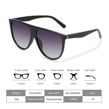 Load image into Gallery viewer, 2023 Sunglasses Women Vintage Retro Flat Top Oversized Sun Glasses Square Pilot  Designer Large Black Shades