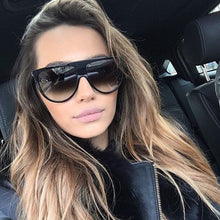 Load image into Gallery viewer, 2023 Sunglasses Women Vintage Retro Flat Top Oversized Sun Glasses Square Pilot  Designer Large Black Shades
