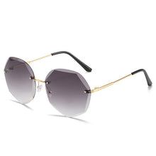 Load image into Gallery viewer, 2023   Tea Gradient Sunglasses Women Ocean Water Cut Trimmed Lens Metal Curved Temples Sun Glasses Female UV400