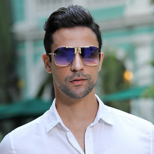 2023 Trend Metal Big Square Sunglasses Male Toad Mirror Sunglasses   Designer  Brand Shades Glasses  UV400
