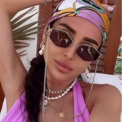 2023 Irregular Frame Retro Sunglasses For Women Men Brand Designer Metal Polygon Sun Glasses Cutest Sexy Link Chain Eyewear