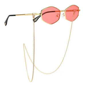 2023 Irregular Frame Retro Sunglasses For Women Men Brand Designer Metal Polygon Sun Glasses Cutest Sexy Link Chain Eyewear