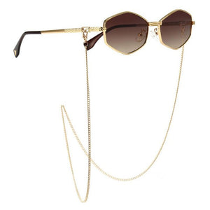 2023 Irregular Frame Retro Sunglasses For Women Men Brand Designer Metal Polygon Sun Glasses Cutest Sexy Link Chain Eyewear