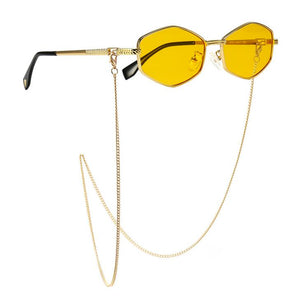 2023 Irregular Frame Retro Sunglasses For Women Men Brand Designer Metal Polygon Sun Glasses Cutest Sexy Link Chain Eyewear