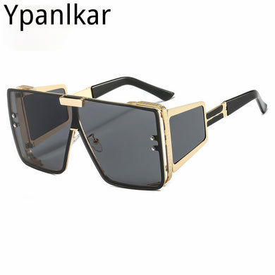 2023  Brand Square Oversized One Lens Sunglasses For Men Retro Women Shades UV400 Vintage Gradient Sun Glasses