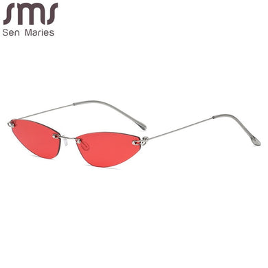 2023 uomo donna occhiali da sole senza cornice piccolo triangolo cat eye occhiali da sole in metallo retrò occhiali parasole donna UV400