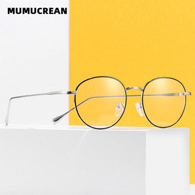 2023 Metal Flat Mirror Round Frame Blue Light Blocking Glasses Men and Women Anti-blue Glasses Can Be Equipped with Glasses