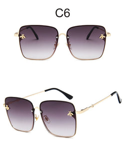 2023 Oversize Clear Pink Sunglasses for Women Gradient Square Bee Sun Glasses Superstar  Brand Designer Shades UV400