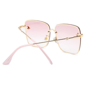 2023 Oversize Clear Pink Sunglasses for Women Gradient Square Bee Sun Glasses Superstar  Brand Designer Shades UV400