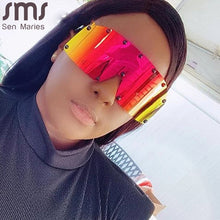 Load image into Gallery viewer, 2023 Oversized Rivet Punk Sunglasses For Men  Brand One Piece Shield Windproof Sun Glasses Women Alloy Hip Hop Shades