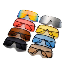 Load image into Gallery viewer, 2023 Oversized Rivet Punk Sunglasses For Men  Brand One Piece Shield Windproof Sun Glasses Women Alloy Hip Hop Shades