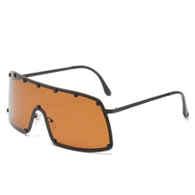 Load image into Gallery viewer, 2023 Oversized Rivet Punk Sunglasses For Men  Brand One Piece Shield Windproof Sun Glasses Women Alloy Hip Hop Shades