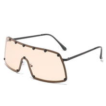 Load image into Gallery viewer, 2023 Oversized Rivet Punk Sunglasses For Men  Brand One Piece Shield Windproof Sun Glasses Women Alloy Hip Hop Shades