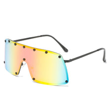 Load image into Gallery viewer, 2023 Oversized Rivet Punk Sunglasses For Men  Brand One Piece Shield Windproof Sun Glasses Women Alloy Hip Hop Shades