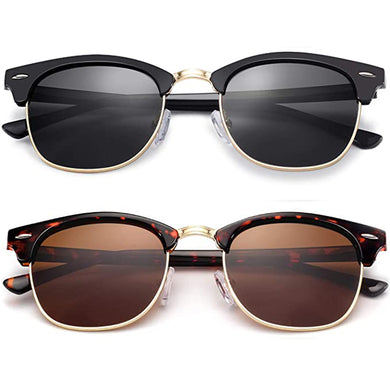 2023 Retro Polarized Sunglasses for Men and Women Semi-Rimless Frame Driving Square Sun glasses 100% UV Blocking