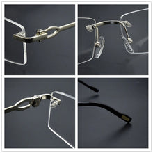 Load image into Gallery viewer, 2023 Rimless glasses frame men myopia prescription eye glasses frames for women design Brand Square spectacles Nerd
