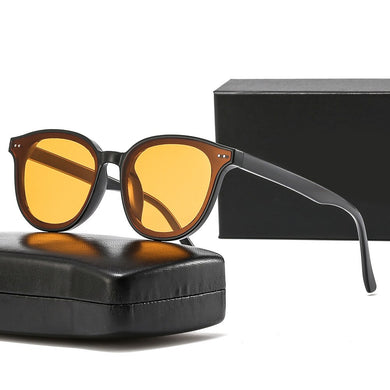 2023 Rivet Square Frame Sunglasses Men Women Gray Orange Lens UV400 Protection Eyewear Design Gafas De Sol