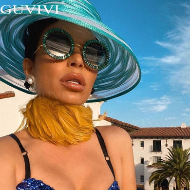 2023 Round Diamond Sunglasses Women  Crystal Eyeglasses Classic Retro Men Brand Designer Glasses Eyewear UV400