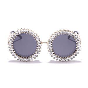 2023 Round Diamond Sunglasses Women  Crystal Eyeglasses Classic Retro Men Brand Designer Glasses Eyewear UV400