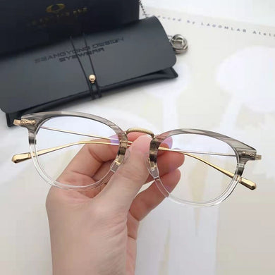 2023 Round Glasses Frame Eyewear Men Trendy Pure Titanium Ultra-light Eyeglass Transparent Gray Myopia Optical Lens Reading