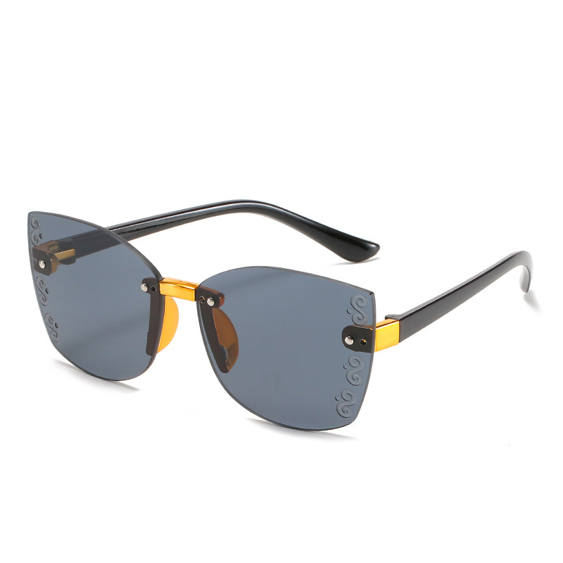 2023 Stylish Rimless Children Cat Eye Sunglasses Kid Square Pink Gradient Sun Glasses Boy Girl Goggle UV400 Eyewear