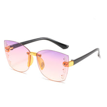 Load image into Gallery viewer, 2023 Stylish Rimless Children Cat Eye Sunglasses Kid Square Pink Gradient Sun Glasses Boy Girl Goggle UV400 Eyewear