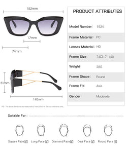 2023 Sunglasses Big Frame Cat Eye 1924 Decorative Female European and American Personality Street Shooting Uv400