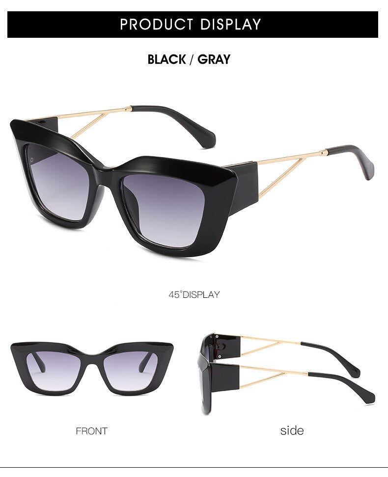 2023 Sunglasses Big Frame Cat Eye 1924 Decorative Female European and American Personality Street Shooting Uv400