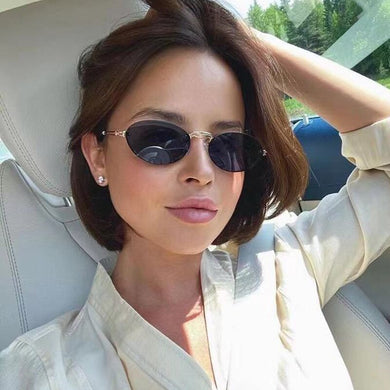 2023 Vintage Metal Frame Oval Sunglasses Women Punk Sun Glasses Men Cool Driving Shades Female Oculos Feminino UV400
