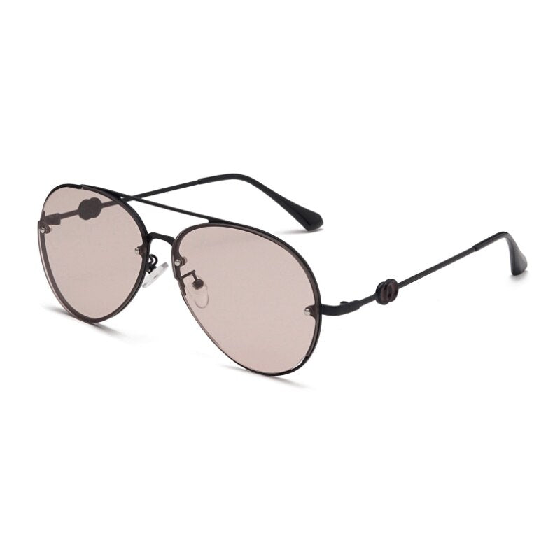 2023  Women Alloy Sunglasses Driving High Reflective Black Female Metal Quality Flat Lens F Outdoor Eyeglasses Oculos Classic