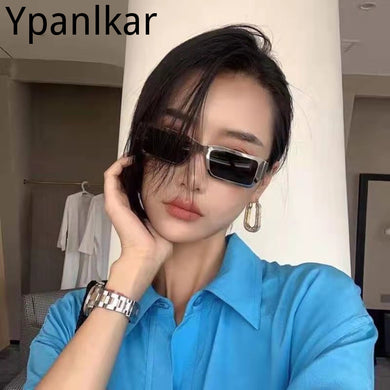 2023 Women Square Frame Sunglasses Personality Stainless Steel Metal Sunglasses