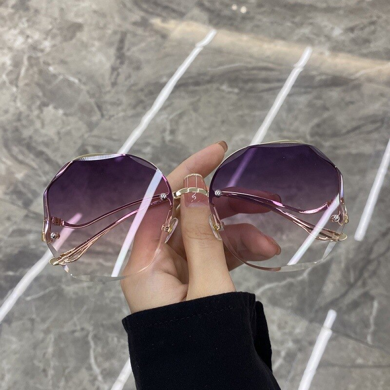 2023 Women Sunglasses Rimless UV400 Brand Designer Gradient