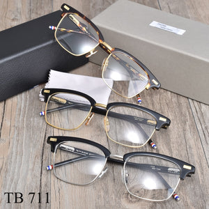2022  York Thom Brand Design Glasses Frame for Men Women Square Semi Rimless Eyeglasses Optical Prescription Eyewear TB711