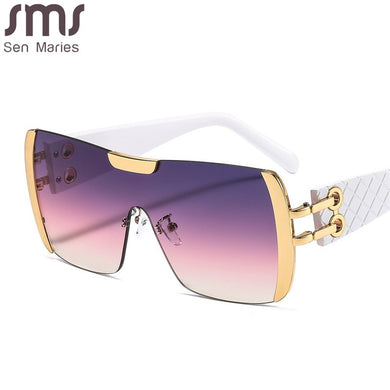 2023 One Piece Shield Sunglasses Women Vintage Oversized Sun Glasses Men Uv400 Goggle Punk Eyewear Black