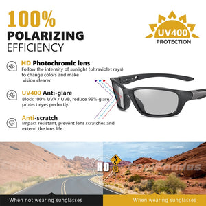 2023 Outdoor Sport Driving Photochromic Sunglasses Men Polarized Glasses Day Night Vision Chamelon Goggle UV400 zonnebril heren