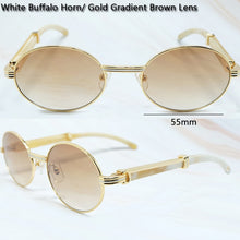 Carica l'immagine nel visualizzatore di Gallery, 2022 Oval Sunglasses Men Women Designer Carter Sun Glasses Wood Buffs Sunglass Buffalo Horn Shades Eyewear Gafas De Sol Hombre