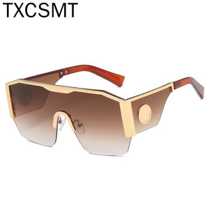 2023 Oversized Goggle Sunglasses for Women Semi-Rimless Gradient Siamese Lens Sun Glasses Outdoor Driving Windproof Glasses UV