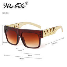 Carica l&#39;immagine nel visualizzatore di Gallery, 2023 Oversized Hip Hop Sunglasses Men Women Brand Design Flat Top Retro Square Black Sun Glasses Gold Plastic Chain Frame OM725