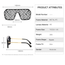 Load image into Gallery viewer, 2022 Oversized Square FF Sunglasses Women's Men Luxury Brand Fashion Flat Top One Piece Sun Glasses Men Gafas Shade Mirror UV400