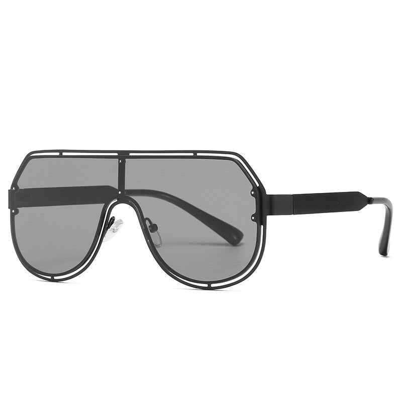 2023 Oversized Sunglasses Men  Brand Design Vintage One Piece Sun Glasses Women Pilot Metal Frame Unisex Eyeware UV400
