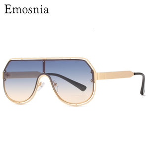 2023 Oversized Sunglasses Men  Brand Design Vintage One Piece Sun Glasses Women Pilot Metal Frame Unisex Eyeware UV400